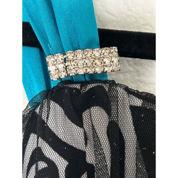 Girls Zebra Print Formal Dress With Blue Sash & Rhinestone Accents size 10 - Picture 3 of 7